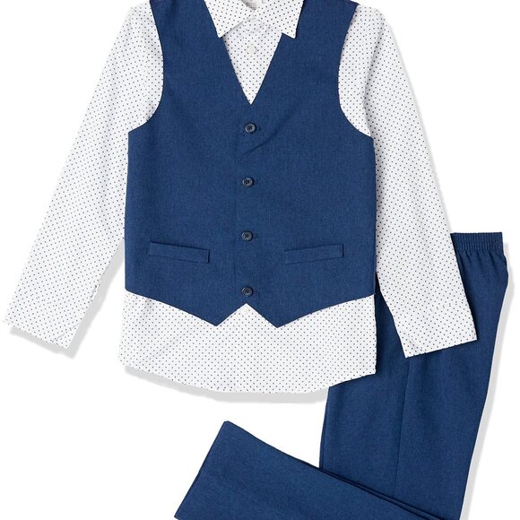 Van Heusen Boys' 4-Piece Formal Suit Set, Vest, Pants, Collared Dress Shirt, and - Picture 1 of 2